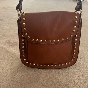 Elegant Brown Studded Crossbody Bag